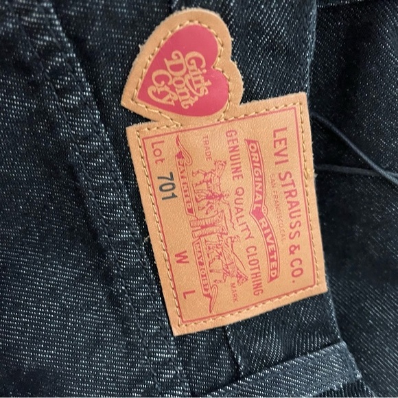 NEW LEVIS sz 30 GIRLS DON'T CRY Black 701 Straight High Rise Jeans - Picture 6 of 9